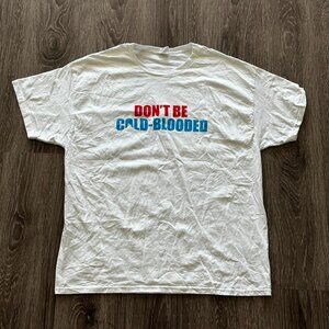 Men's White and Blue T-shirt